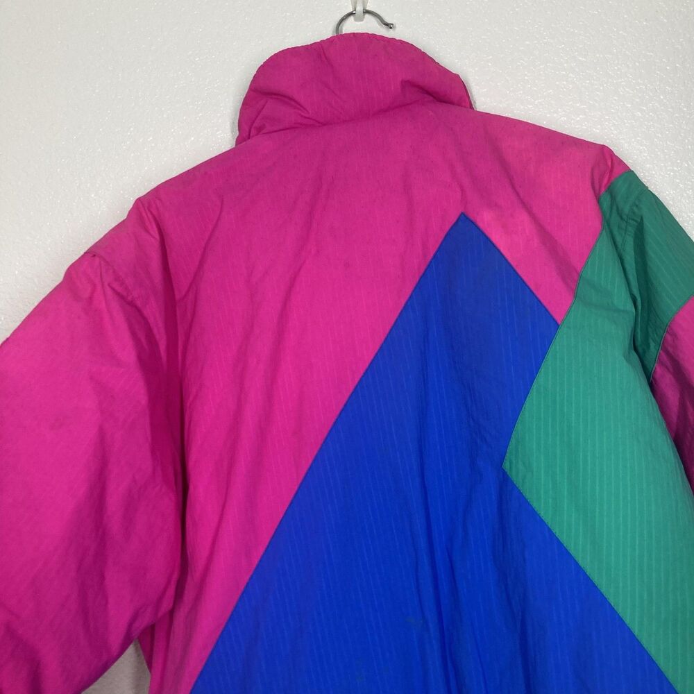 VINTAGE Sport Obermeyer Jacket Womens 8 Pink Colorblock Diamond Ski Puffer 90s - Picture 7 of 16
